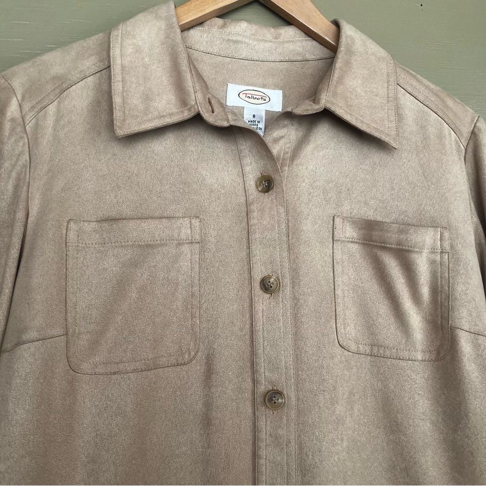 Talbots Faux Suede Shirt Dress Vintage Korea Size 8 - Picture 5 of 9